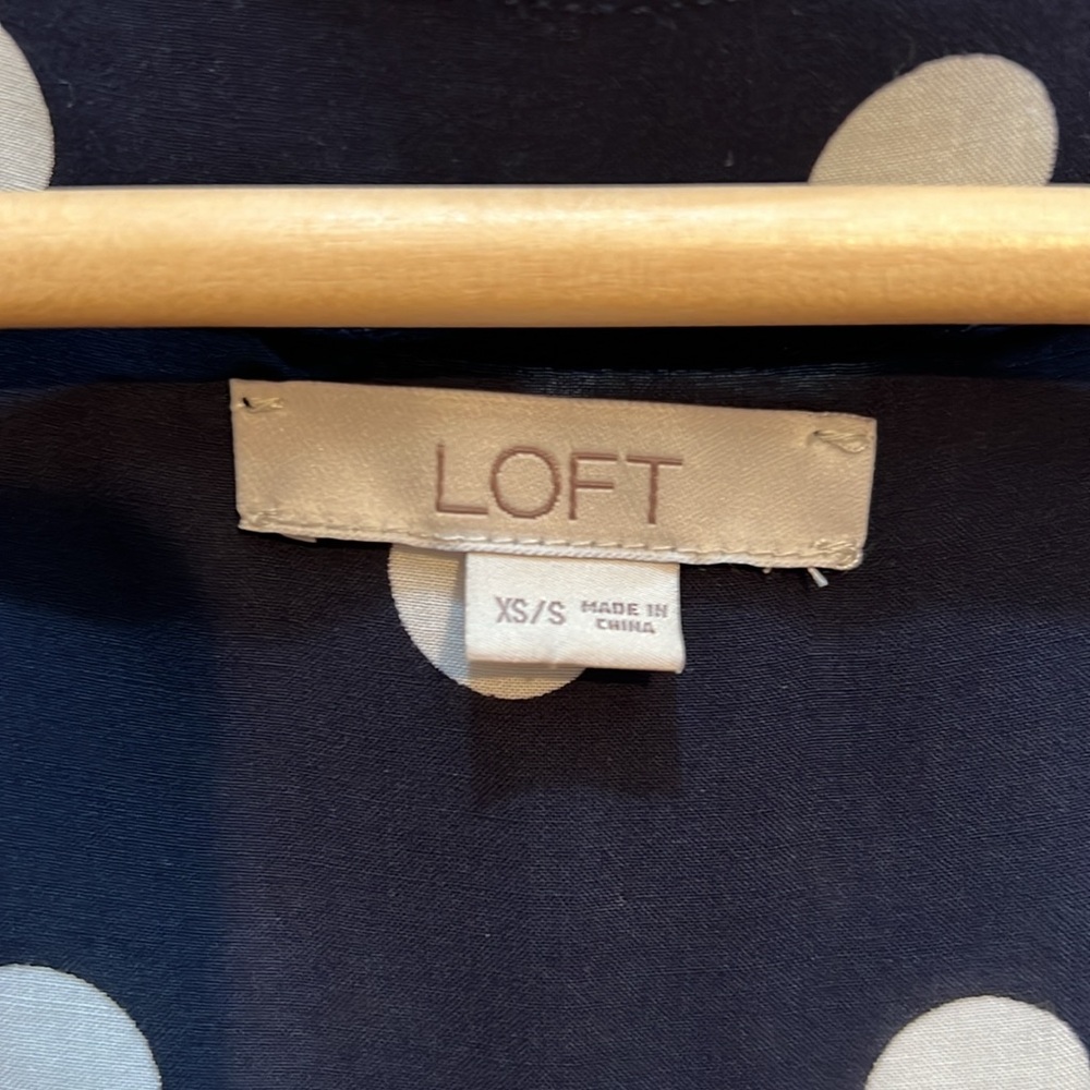 NWOT LOFT dark blue polka dot kimono coverup cardigan - Picture 4 of 7